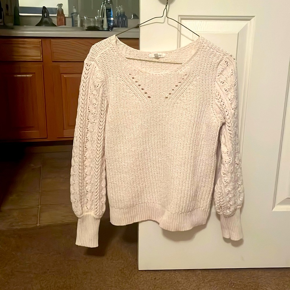 White/Cream - Knit Long Sleeve Sweater